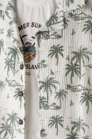 Σετ πουκάμισο, μπλουζάκι και βερμούδα  για μικρό αγόρι Hashtag 266615 λευκό-πράσινο