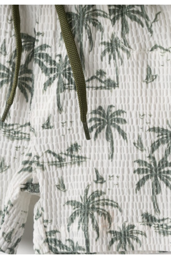 Σετ πουκάμισο, μπλουζάκι και βερμούδα  για μικρό αγόρι Hashtag 266615 λευκό-πράσινο