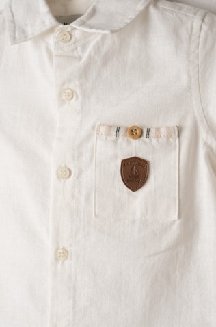 Σετ πουκάμισο,  βερμούδα και καπέλο για μικρό αγόρι Hashtag 266620  λευκό-μπεζ