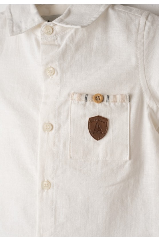 Σετ πουκάμισο,  βερμούδα και καπέλο για μικρό αγόρι Hashtag 266620  λευκό-μπεζ