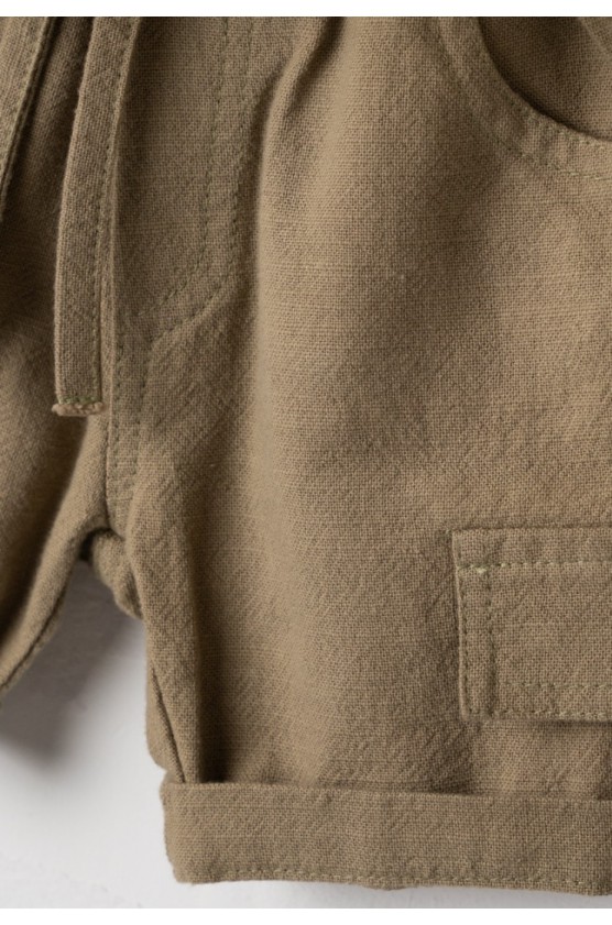 Σετ πουκάμισο, μπλουζάκι και βερμούδα  για μικρό αγόρι Hashtag 266621 μπεζ-καφέ