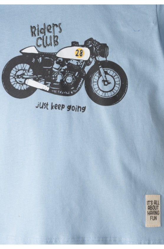 Σετ μπλούζα  με βερμούδα τζιν για μικρό αγόρι Hashtag 266806 Γαλάζιο- γκρι σκούρο