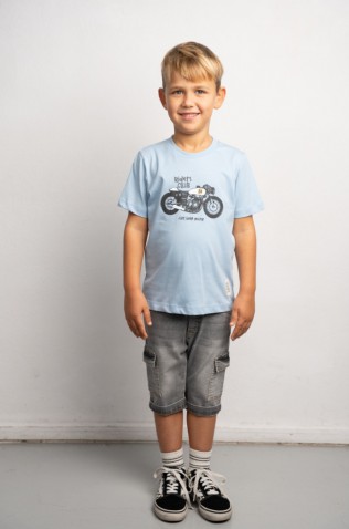 Σετ μπλούζα  με βερμούδα τζιν για μικρό αγόρι Hashtag 266806 Γαλάζιο- γκρι σκούρο