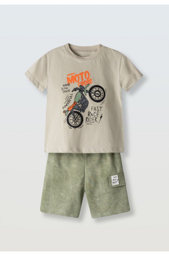 Σετ μπλούζα με σόρτς  για μικρό αγόρι Hashtag 266811 μέντα