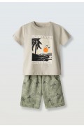 Σετ μπλούζα με βερμούδα για μικρό αγόρι Hashtag 266813 γκρι-χακί