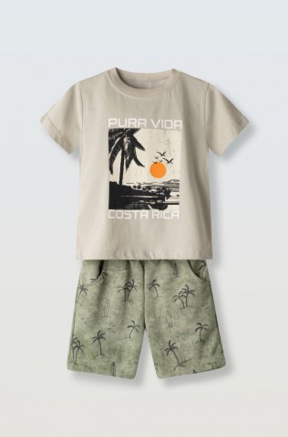 Σετ μπλούζα με βερμούδα για μικρό αγόρι Hashtag 266813 γκρι-χακί