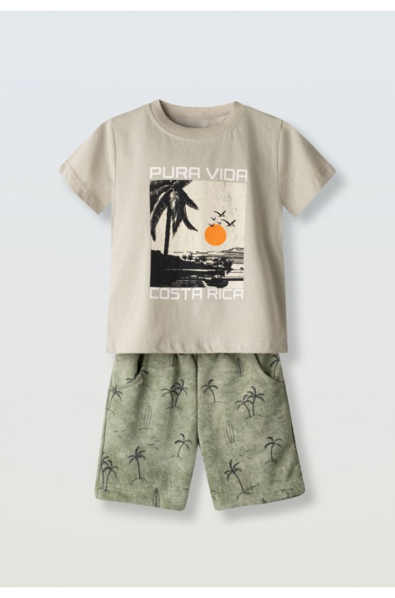 Σετ μπλούζα με βερμούδα για μικρό αγόρι Hashtag 266813 γκρι-χακί