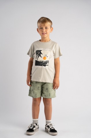 Σετ μπλούζα με βερμούδα για μικρό αγόρι Hashtag 266813 γκρι-χακί