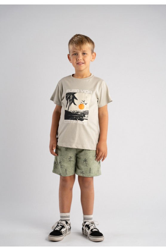 Σετ μπλούζα με βερμούδα για μικρό αγόρι Hashtag 266813 γκρι-χακί