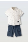 Σετ πουκάμισο με βερμούδα  για μικρό αγόρι Hashtag 266820 λευκό- ραφ