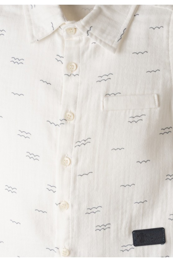 Σετ πουκάμισο με βερμούδα  για μικρό αγόρι Hashtag 266820 λευκό- ραφ