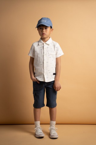Σετ πουκάμισο με βερμούδα  για μικρό αγόρι Hashtag 266820 λευκό- ραφ