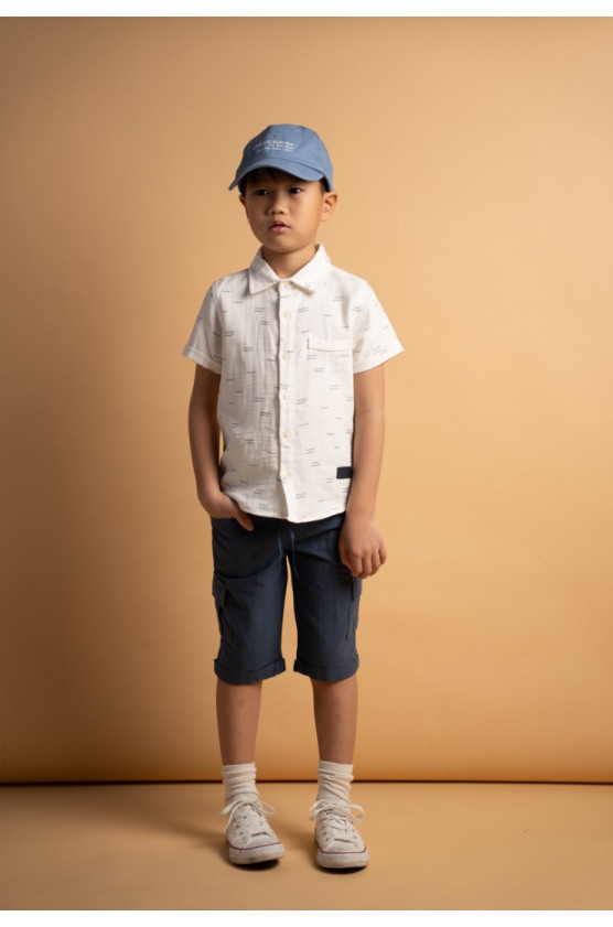 Σετ πουκάμισο με βερμούδα  για μικρό αγόρι Hashtag 266820 λευκό- ραφ