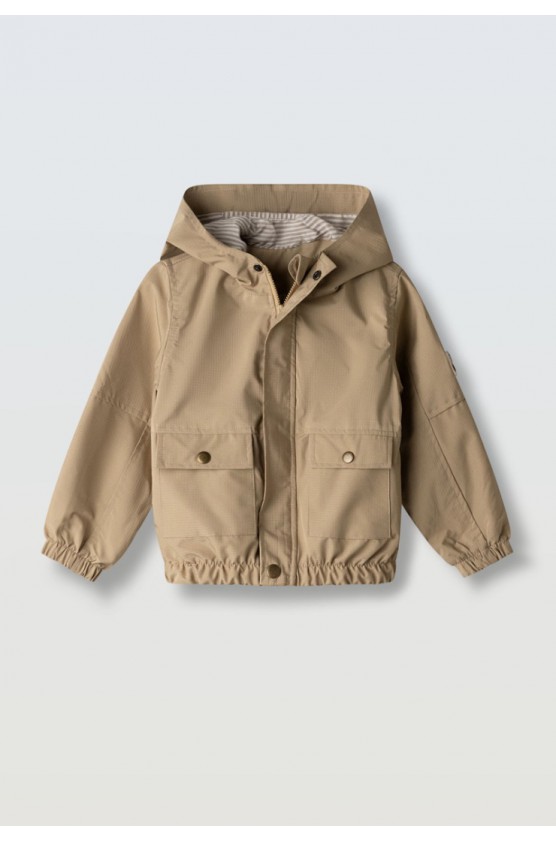 Μπουφάν αντιανεμικό με κουκούλα  για μικρά αγόρια HASHTAG 266821 μπεζ