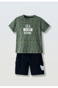 Σετ μπλούζα με βερμούδα για μικρό αγόρι Hashtag 266835 πράσινο-μπλε σκούρο