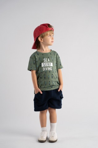 Σετ μπλούζα με βερμούδα για μικρό αγόρι Hashtag 266835 πράσινο-μπλε σκούρο