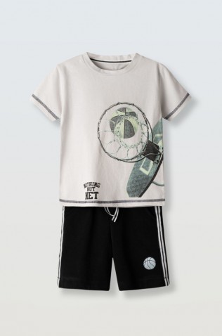 Σετ μπλούζα με βερμούδα για μικρό αγόρι Hashtag 266837 πούρο-μαύρο