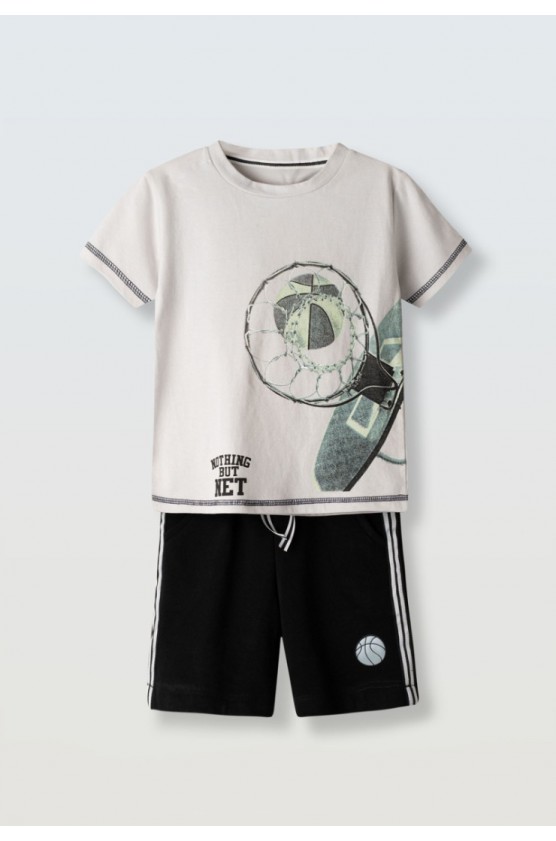 Σετ μπλούζα με βερμούδα για μικρό αγόρι Hashtag 266837 πούρο-μαύρο