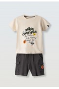 Σετ μπλούζα με βερμούδα για μικρό αγόρι Hashtag 266839 Εκρού