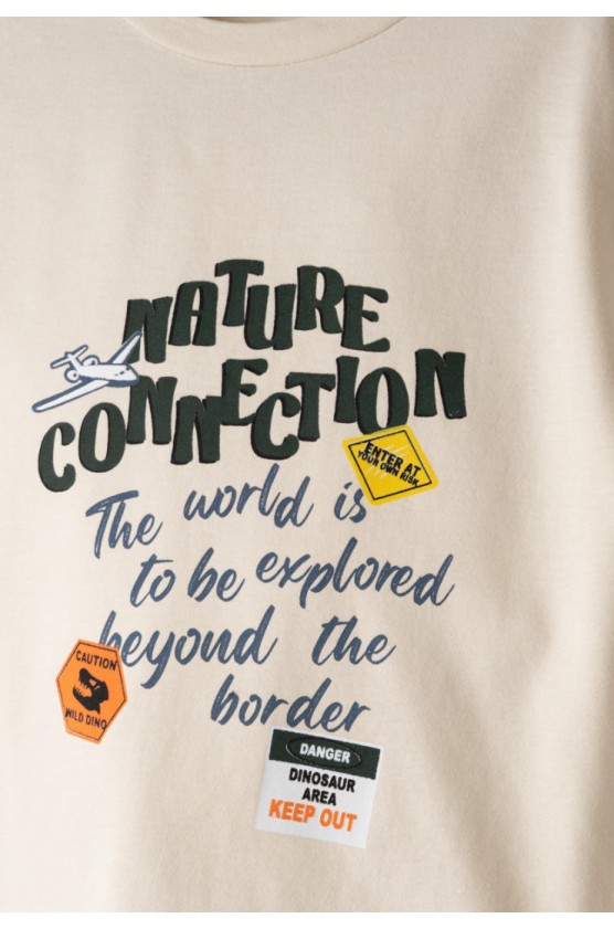 Σετ μπλούζα με βερμούδα για μικρό αγόρι Hashtag 266839 Εκρού