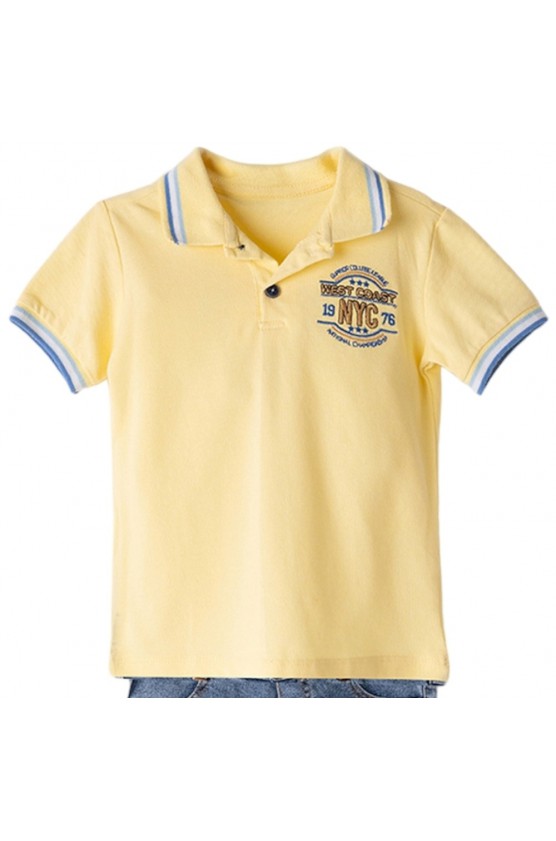 Σετ  μπλούζα polo και  βερμούδα  για μικρό αγόρι Hashtag 242613 κίτρινο