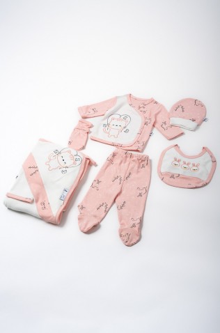 Βρεφικό Σετ 7τμχ για μωρό κορίτσι ΕΒΙΤΑ ΜΙ014 ροζ