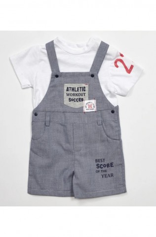 Σετ Βρεφική σαλοπέτα με μπλουζάκι ΓΙΑ ΜΩΡΟ ΑΓΟΡΙ HASHTAG MI-259 ΛΕΥΚΌ-ΜΠΛΕ