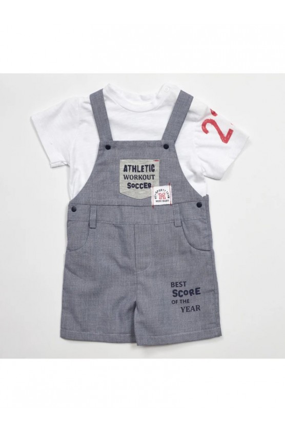 Σετ Βρεφική σαλοπέτα με μπλουζάκι ΓΙΑ ΜΩΡΟ ΑΓΟΡΙ HASHTAG MI-259 ΛΕΥΚΌ-ΜΠΛΕ