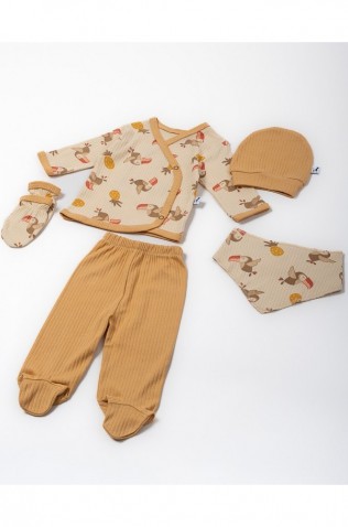 Βρεφικό Σετ 5τμχ για μωρό αγόρι ΕΒΙΤΑ ΜΙ-10 Μουσταρδί