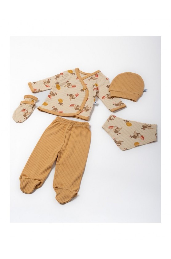 Βρεφικό Σετ 5τμχ για μωρό αγόρι ΕΒΙΤΑ ΜΙ-10 Μουσταρδί