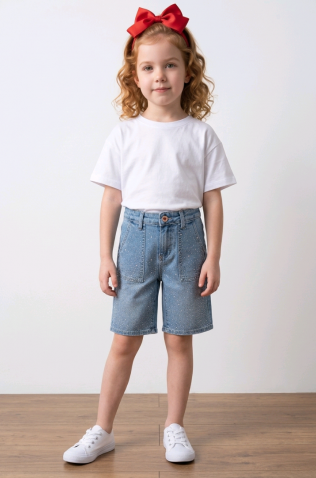 Τζιν βερμούδα για  κορίτσια  Joy fashion JF878 μπλε