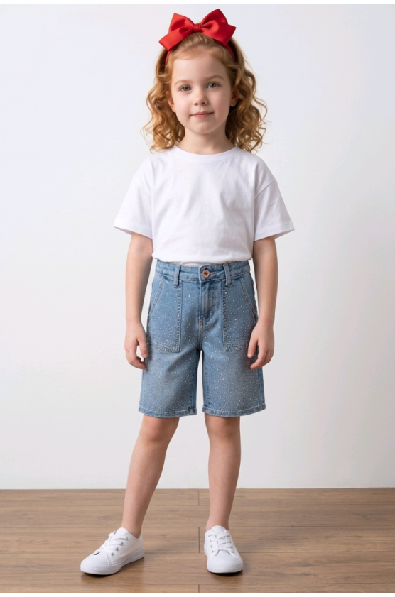 Τζιν βερμούδα για  κορίτσια  Joy fashion JF878 μπλε