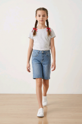 Τζιν βερμούδα για  κορίτσια  Joy fashion 7857 μπλε