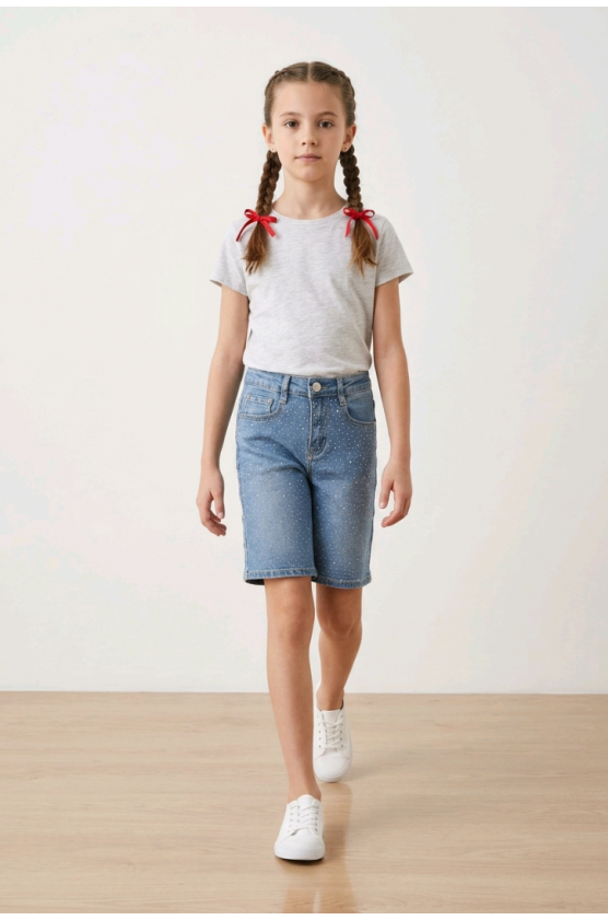 Τζιν βερμούδα για  κορίτσια  Joy fashion 7857 μπλε