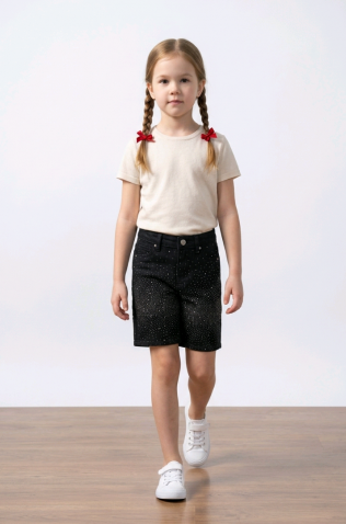 Τζιν βερμούδα για  κορίτσια  Joy fashion JF876 μαύρο