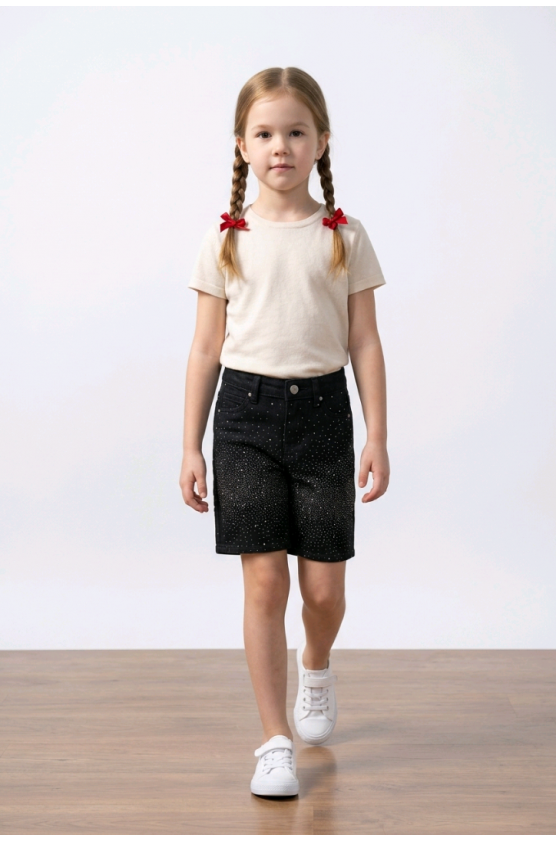 Τζιν βερμούδα για  κορίτσια  Joy fashion JF876 μαύρο