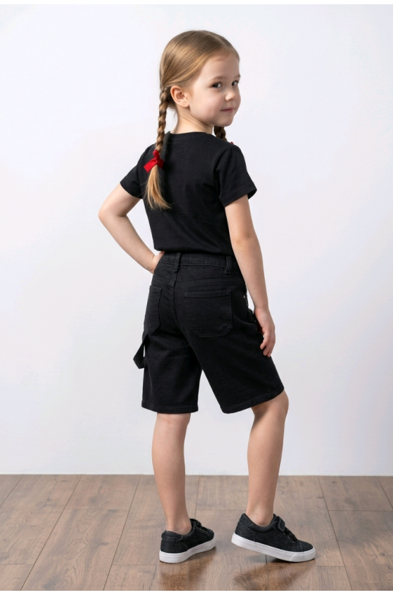 Τζιν βερμούδα για  κορίτσια  Joy fashion JF876 μαύρο
