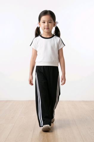 Σετ μπλούζα  και παντελόνα για  κορίτσια Lemon tree kids 28099 λευκό-μαύρο