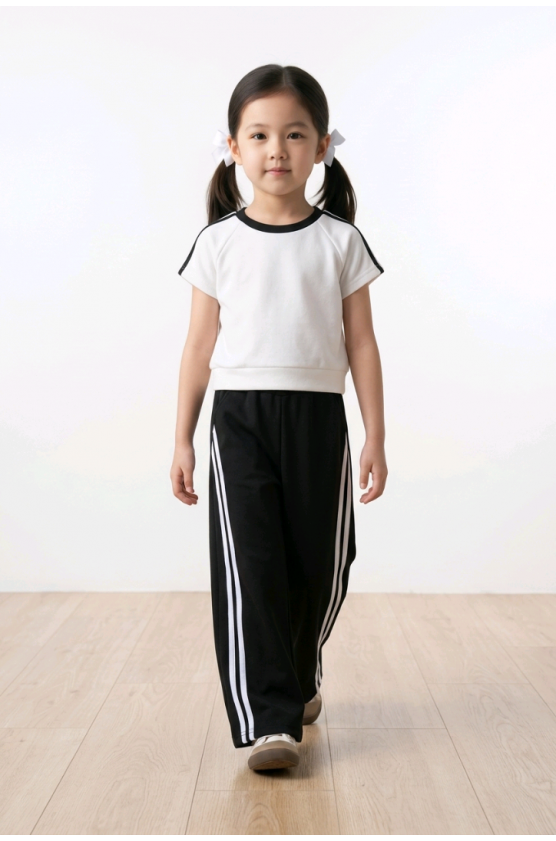 Σετ μπλούζα  και παντελόνα για  κορίτσια Lemon tree kids 28099 λευκό-μαύρο