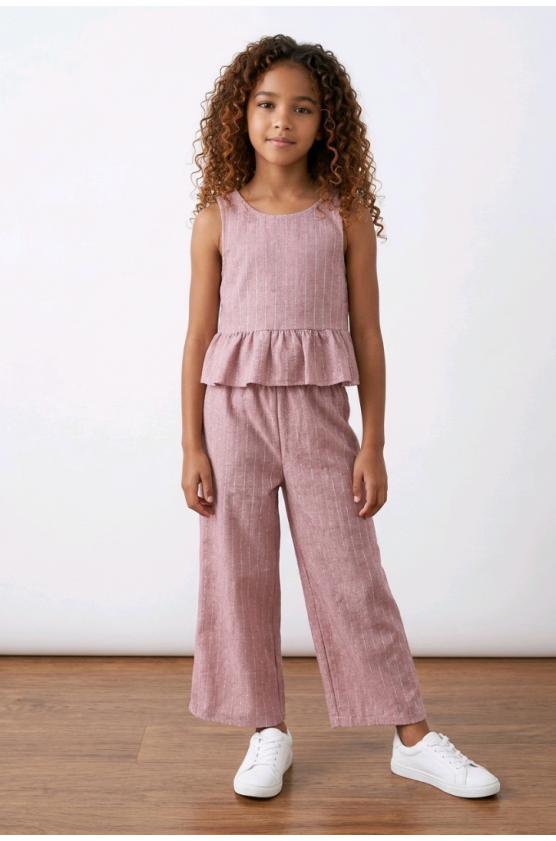 Σετ μπλούζα αμάνικη και παντελόνα για  κορίτσια Lemon Tree Kids 2912 Σάπιο Μήλο