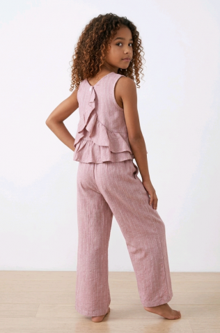 Σετ μπλούζα αμάνικη και παντελόνα για  κορίτσια Lemon Tree Kids 2912 Σάπιο Μήλο