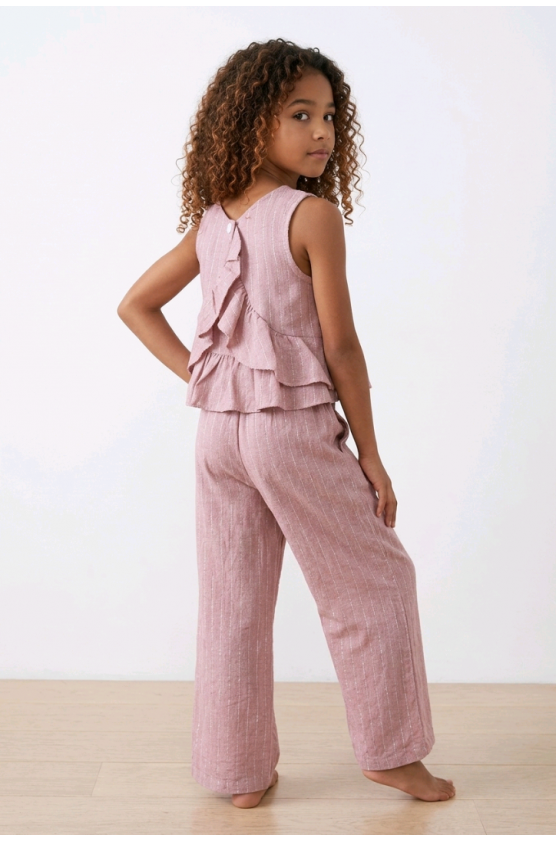 Σετ μπλούζα αμάνικη και παντελόνα για  κορίτσια Lemon Tree Kids 2912 Σάπιο Μήλο