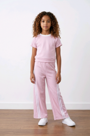 Σετ μπλούζα  και παντελόνα για  κορίτσια Lemon tree kids 28099 Ροζ πούδρα