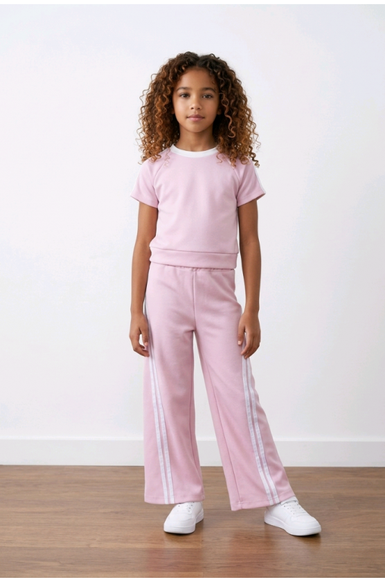 Σετ μπλούζα  και παντελόνα για  κορίτσια Lemon tree kids 28099 Ροζ πούδρα