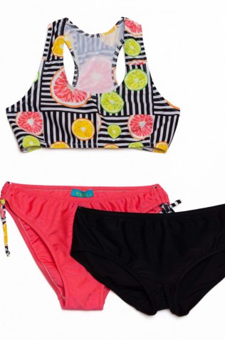 Παιδικό Μαγιό Bikini με 2 σλιπάκια Fruits για κορίτσια  Tortue S5-143-211 πολύχρωμο
