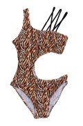 Παιδικό Μαγιό Ολόσωμο Animal Print για κορίτσια  Tortue S5-146-506 Καφέ