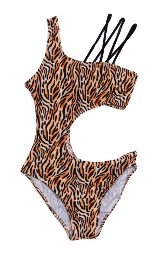 Παιδικό Μαγιό Ολόσωμο Animal Print για κορίτσια  Tortue S5-146-506 Καφέ