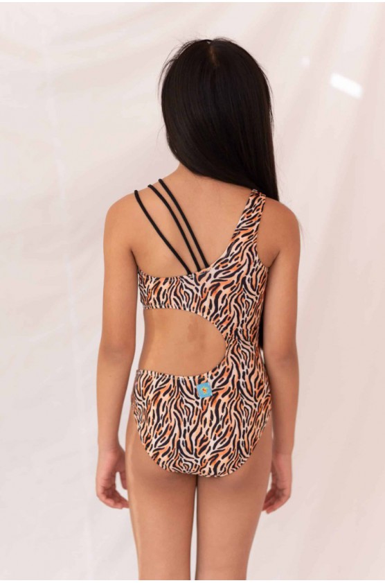 Παιδικό Μαγιό Ολόσωμο Animal Print για κορίτσια  Tortue S5-146-506 Καφέ