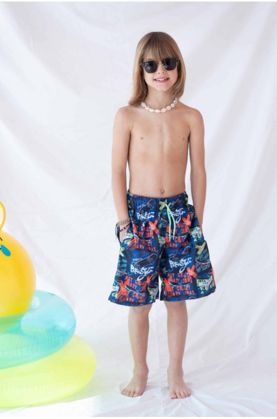 Βερμούδα μαγιό για αγόρι skate TORTUE S5-416-453 μπλε