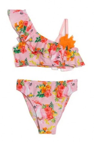  Μαγιό Bikini με παπαγάλους για μικρά κορίτσια Tortue S5-219-404 Ροζ